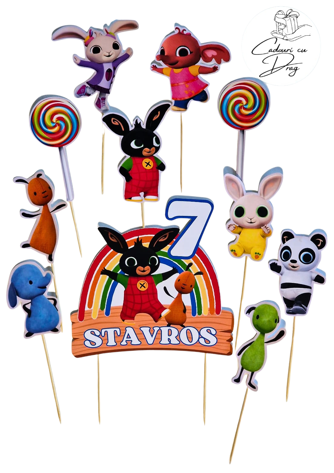 Topper tort personalizat Bing – cu nume și vârstă