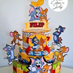 Tort din dulciuri personalizat Tom & Jerry