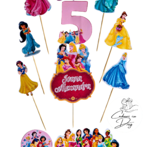 Topper tort personalizat Prințese Disney – cu nume și vârstă