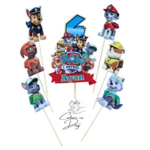 Topper tort personalizat Paw Patrol cu nume și vârstă – Decor aniversare copii