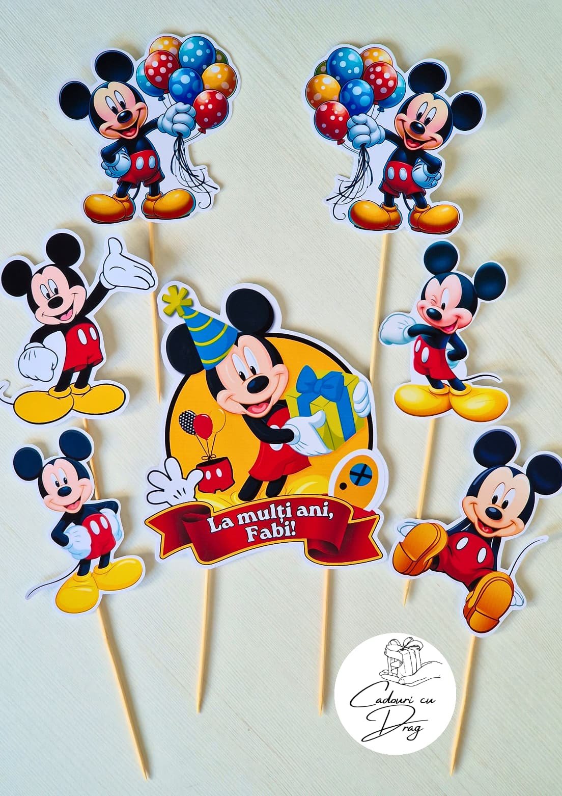 Topper tort personalizat Mickey Mouse – cu nume și vârstă
