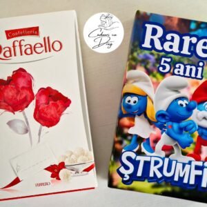 Cutie cu bomboane pentru cadru didactic – Raffaello 80g (Ștrumfii)