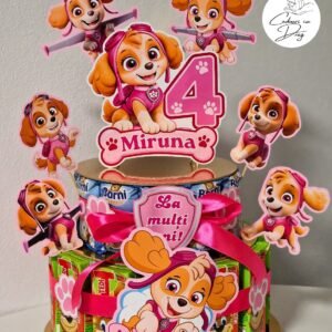 Tort din dulciuri ambalate personalizat Skye Paw Patrol – 15 porții (Tedi & Barni)