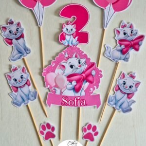 Topper tort personalizat Marie Cat Pisicile Aristocrate – cu nume și vârstă